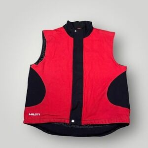 Hilti Vest Mens XL Red Black Quilted Workwear Sleeveless Zip Utility